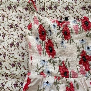 H&M White & Red Floral Summer Dress